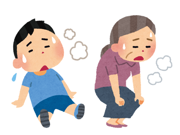 夏バテした人たちのイラスト