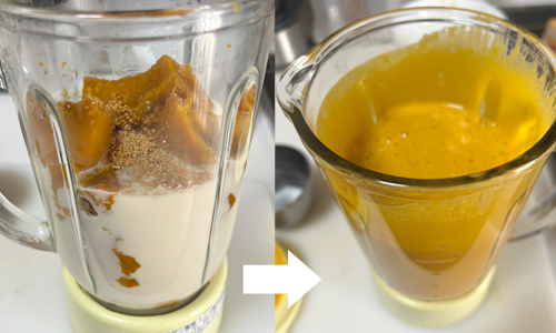 “ミキサーでなめらかになったかぼちゃ